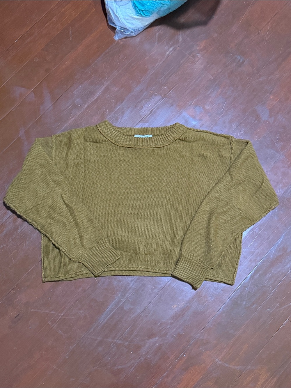 Brown Crewneck Crop Sweater - Women